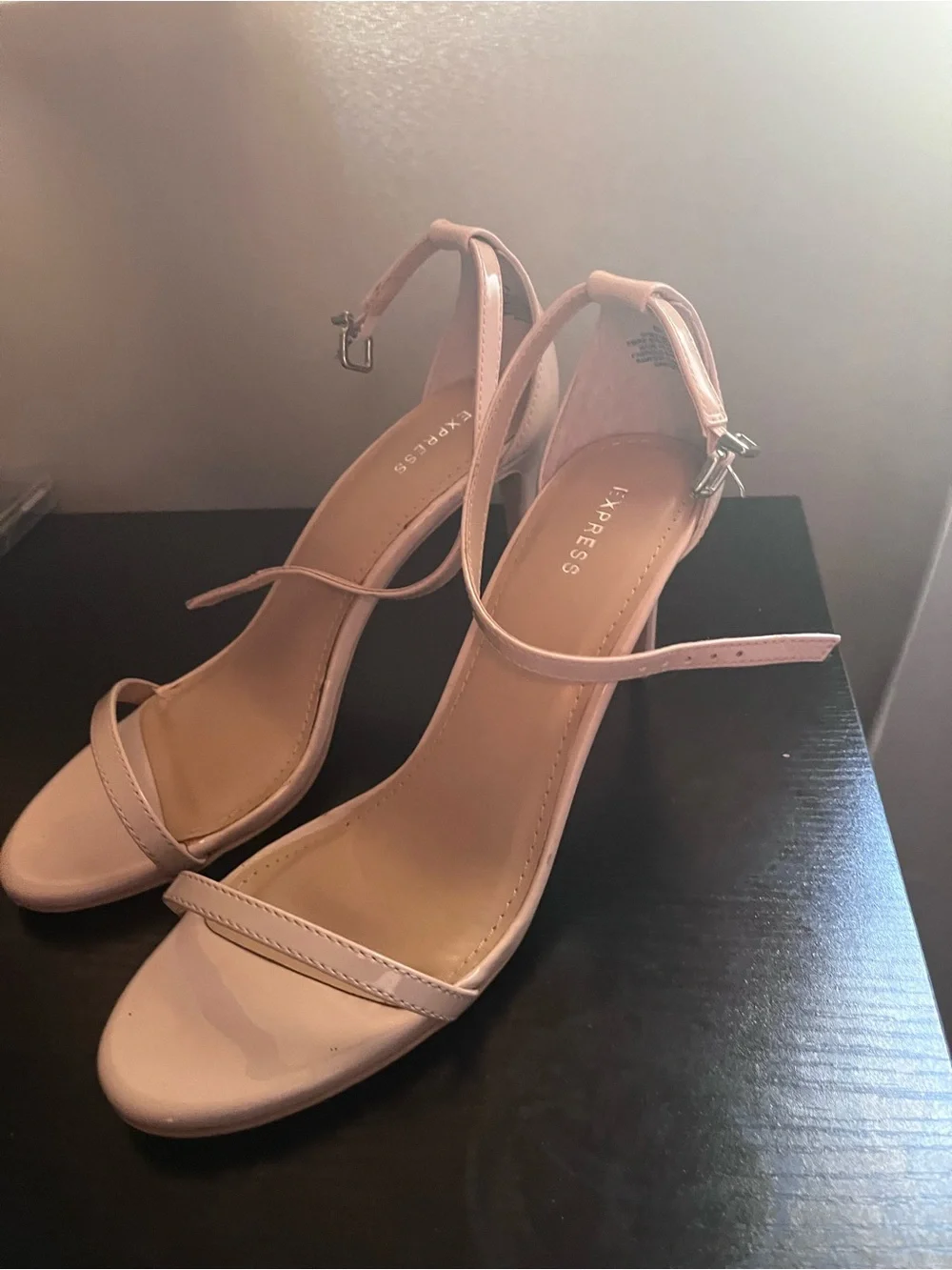 Express Blush Pink Patent Ankle-Strap Stiletto Heels